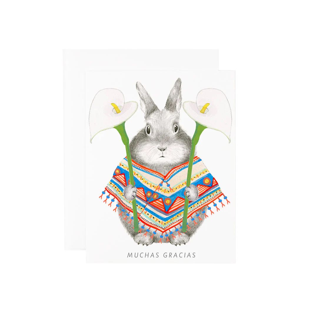 Poncho Bunny Thank You Card