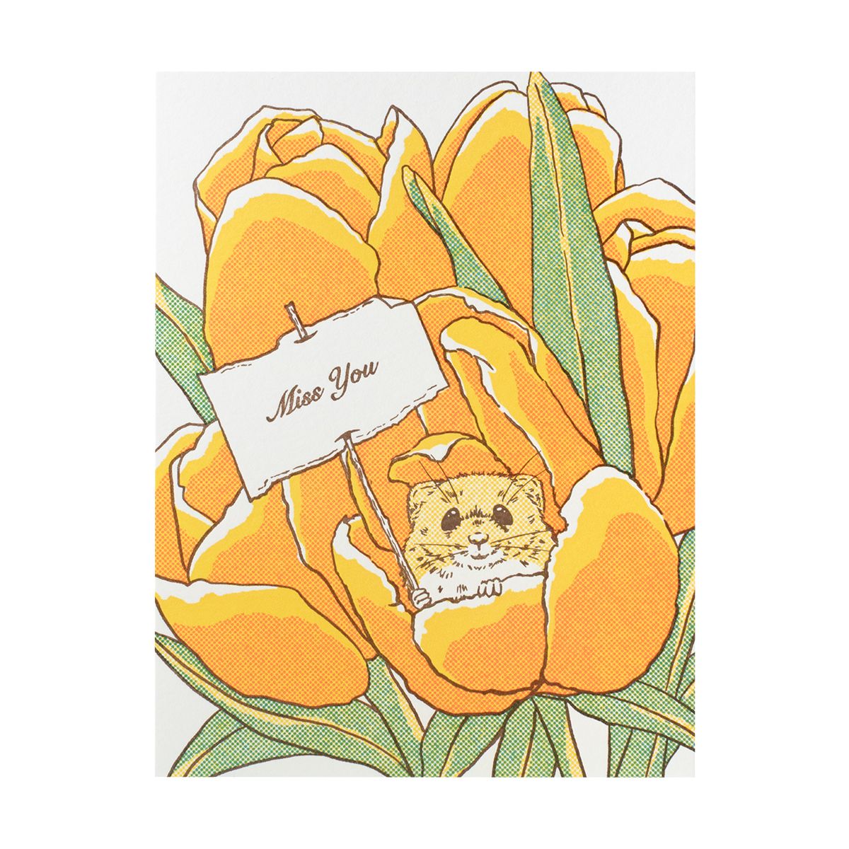 Miss You Mouse Letterpress Card
