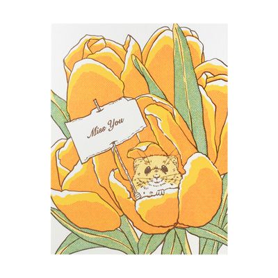 Miss You Mouse Letterpress Card