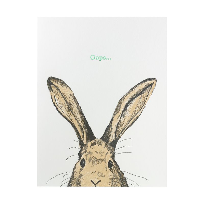 Oops Rabbit Letterpress Card
