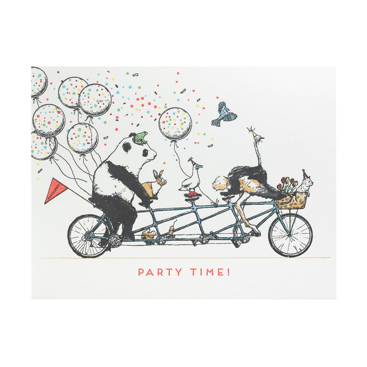 Tandem Bike Party Letterpress Card