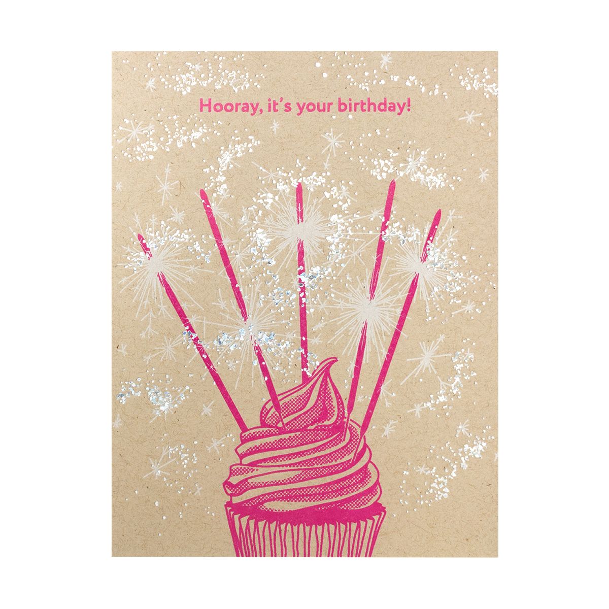 Sparklers Cupcake Letterpress Birthday Card