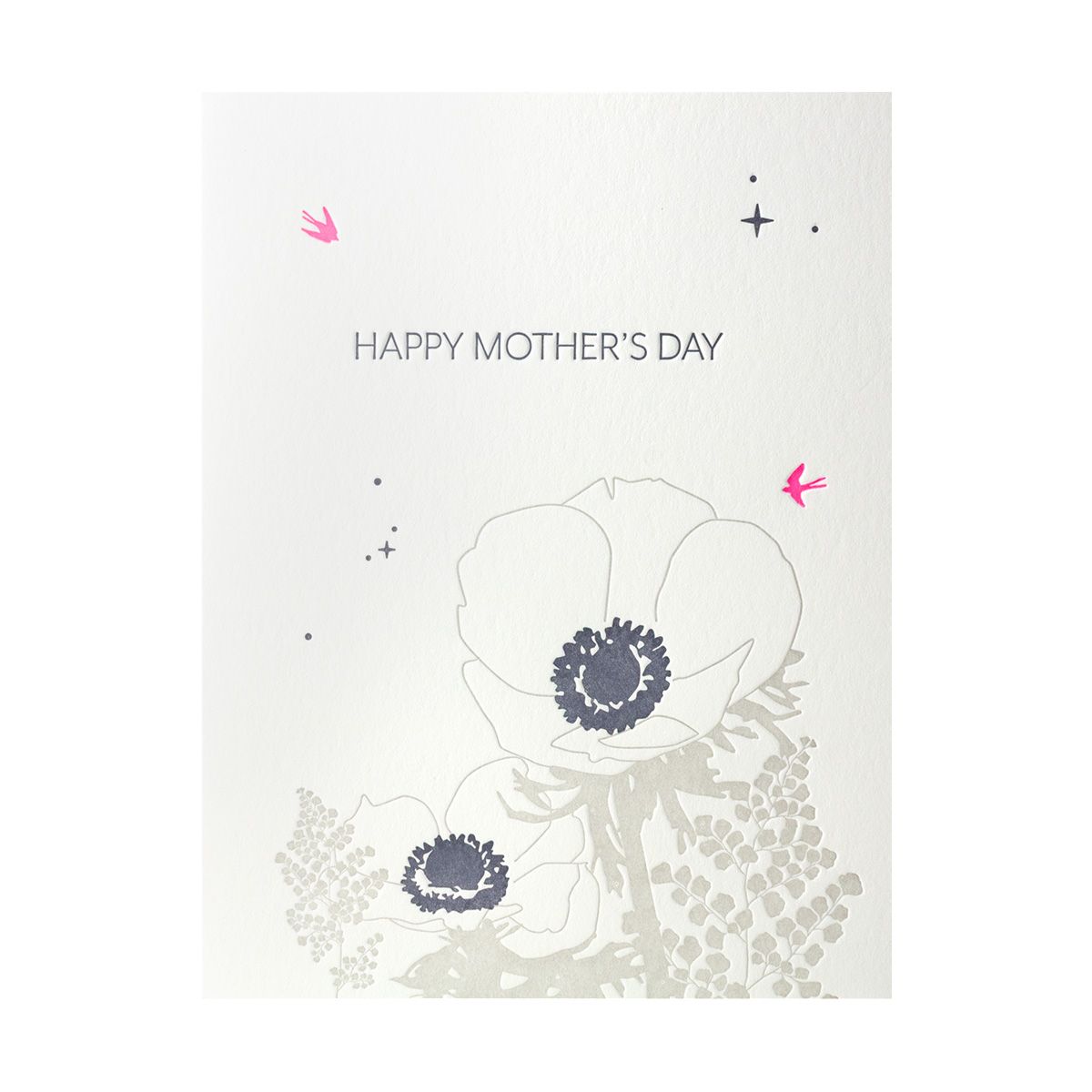 Happy Mother&#39;s Day Anemone Flower Letterpress Card