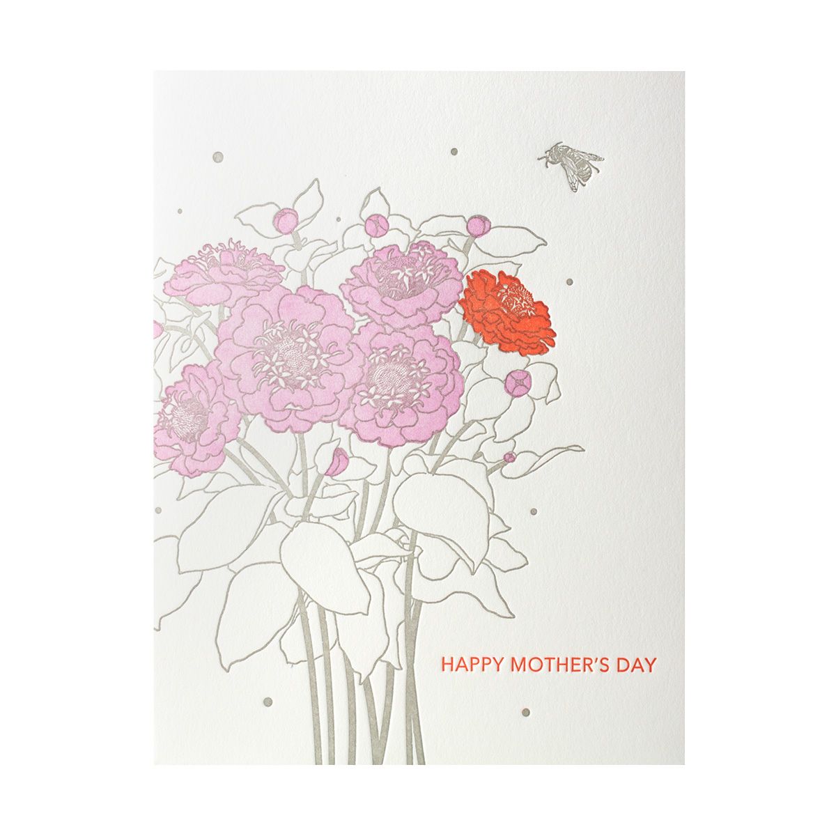Mother&#39;s Day Zinnia Bouquet Letterpress Card