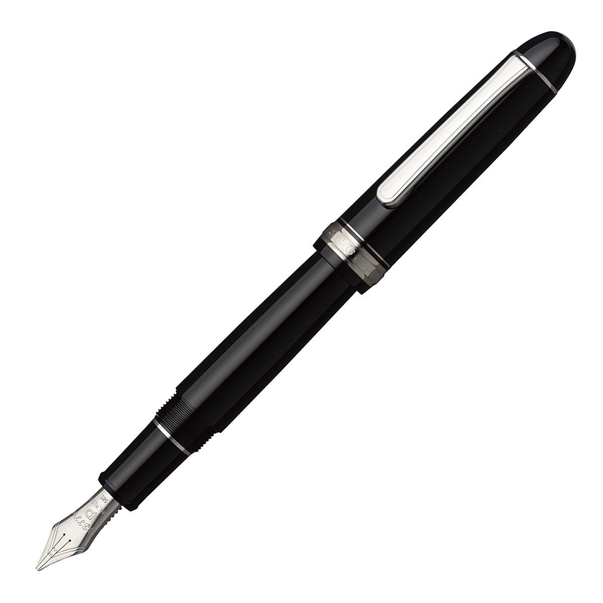 Platinum #3776 Black and Rhodium Fountain Pen