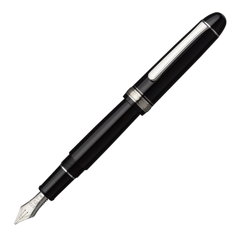 Platinum #3776 Black and Rhodium Fountain Pen