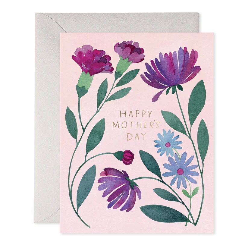 Purple Floral Mother&#39;s Day Card