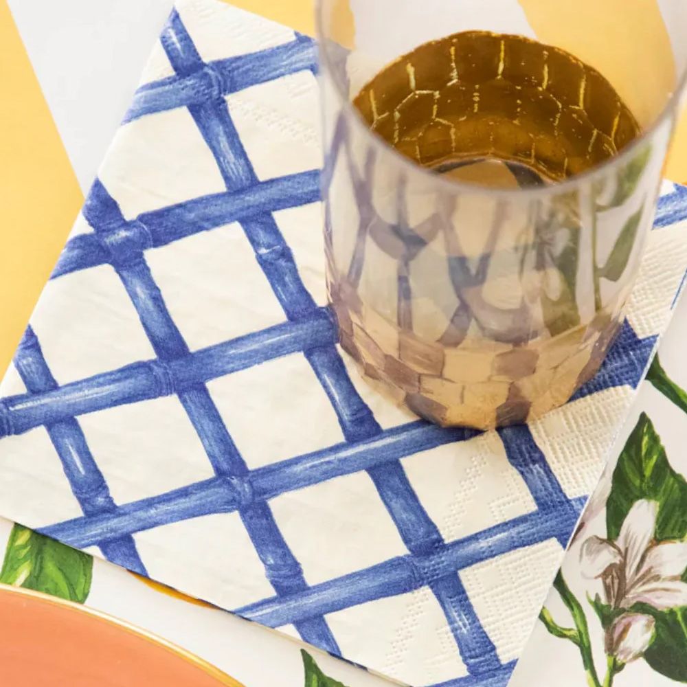 Blue Lattice Cocktail Napkin