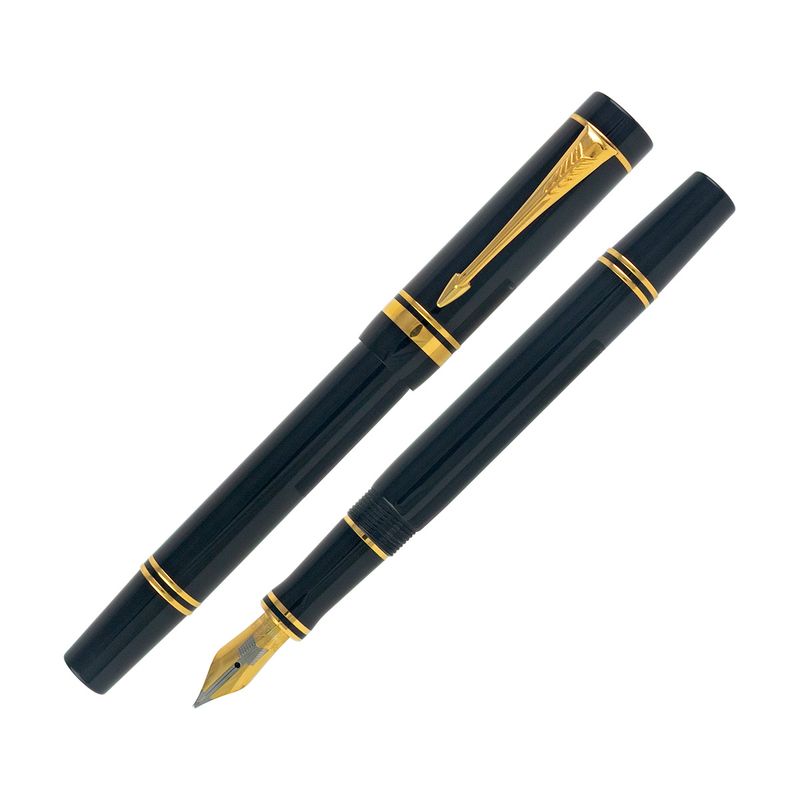 Vintage Parker Duofold International Black with Gold Trim Fountain Pen Medium