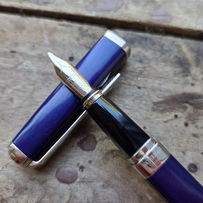 Waterman Exception Slim Navy Blue Fountain Pen 18k Broad