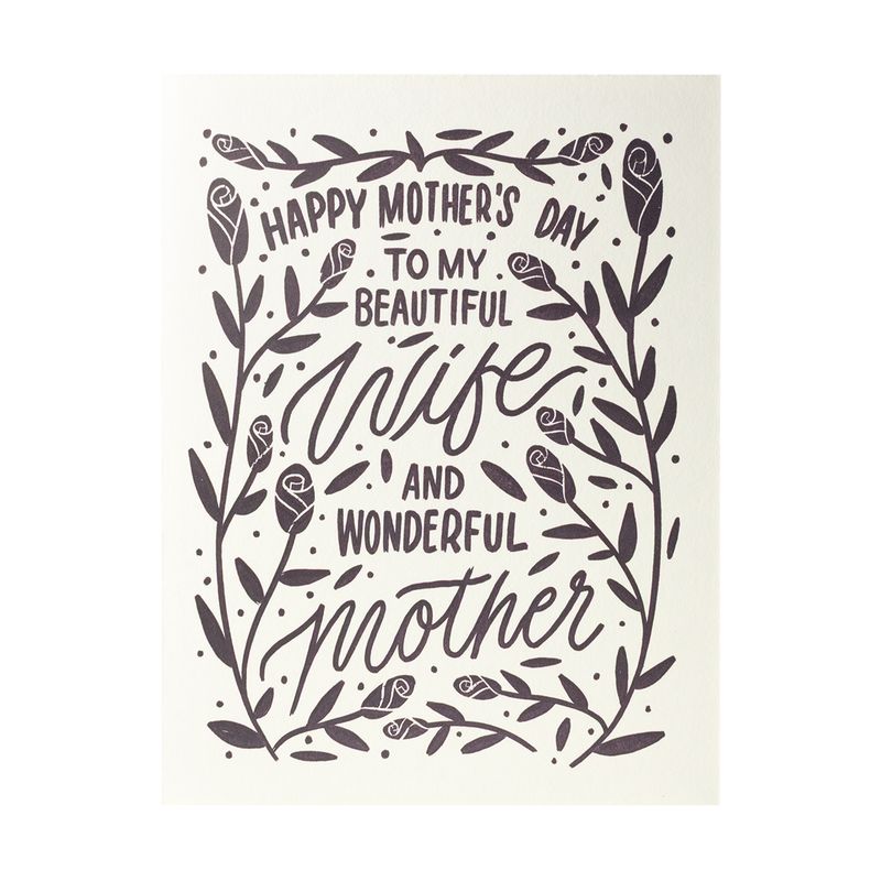 Wife And Mother Letterpress Mother&#39;s Day Card