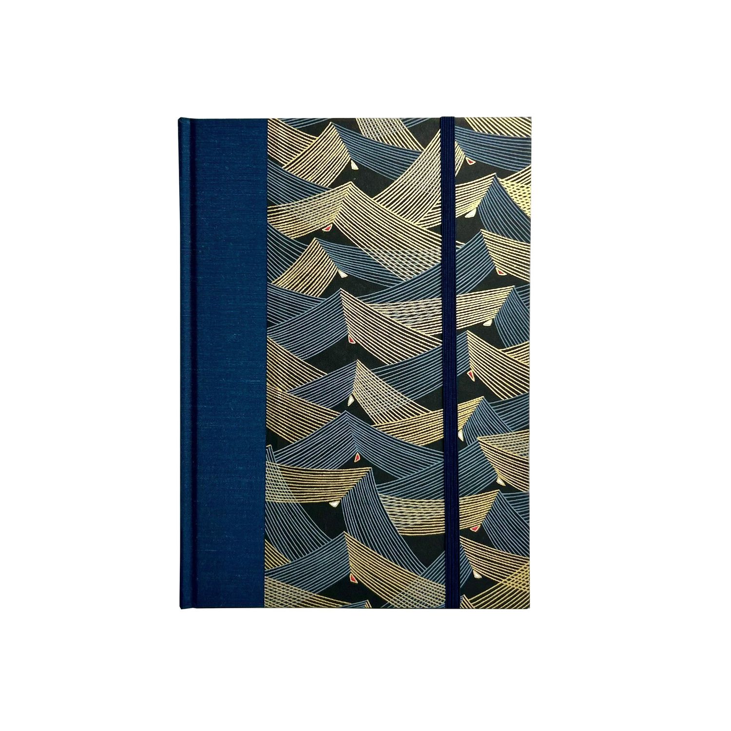 A5 Handbound Notebook, Lined - Golden Peaks Chiyogami Cover
