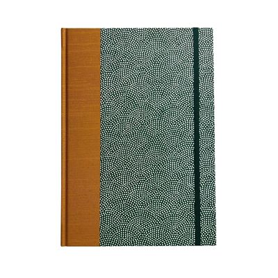 B5 Handbound Notebook, Lined - White Dots on Green Chiyogami Cover