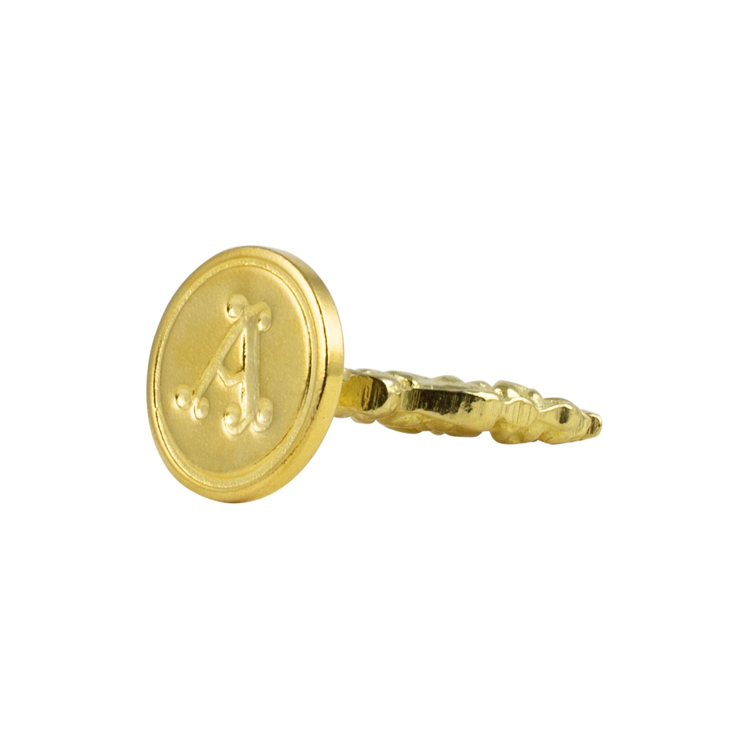 Florentine Brass Round Cerif Wax Seal - Initials, Initials: &quot;a&quot;
