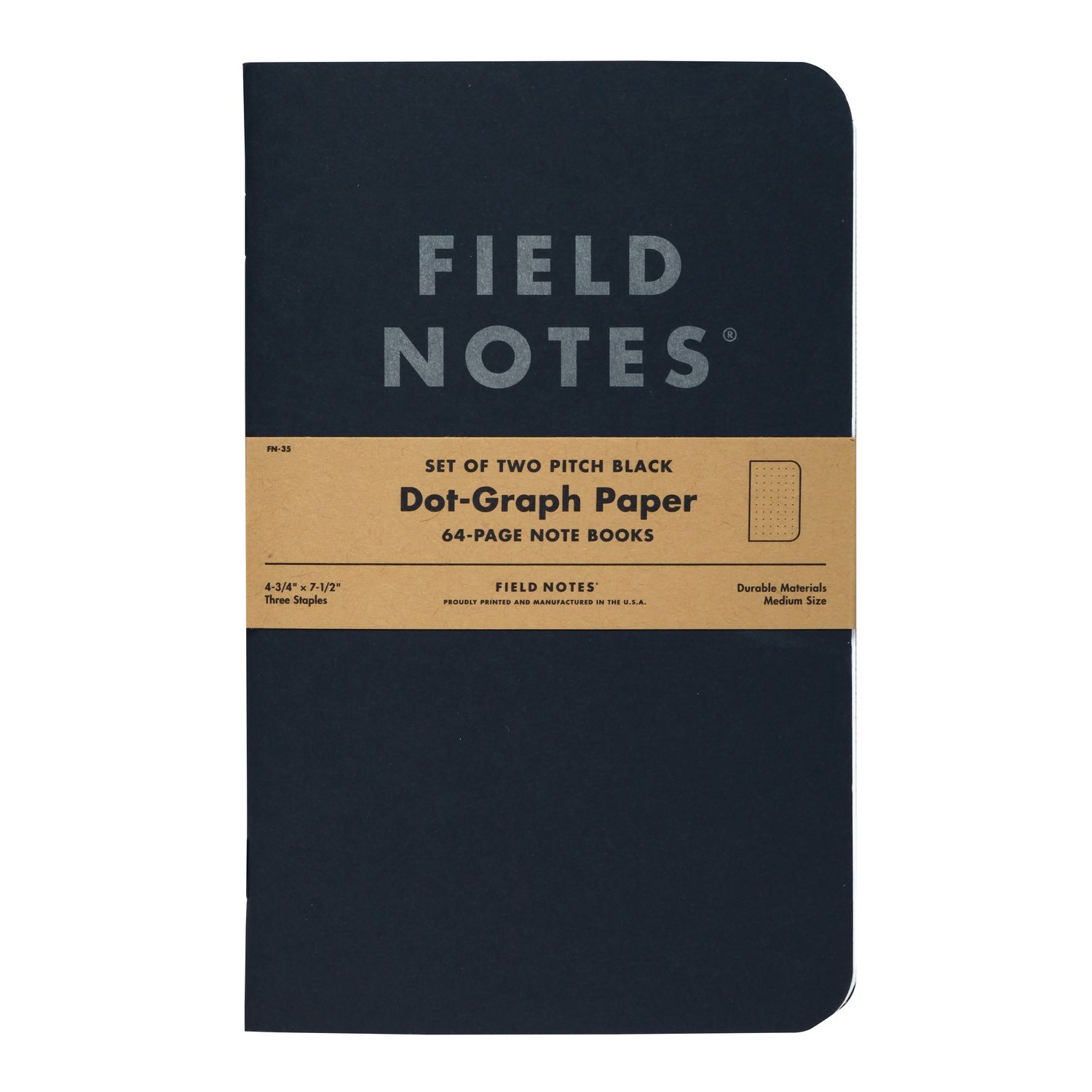 Pitch Black Notebook 2-pack Dot-Graph