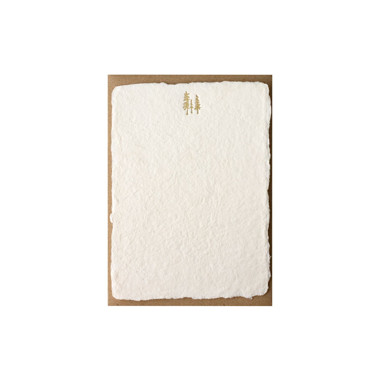 Trees Handmade Paper Deckled Letterpress Note, Size: Single