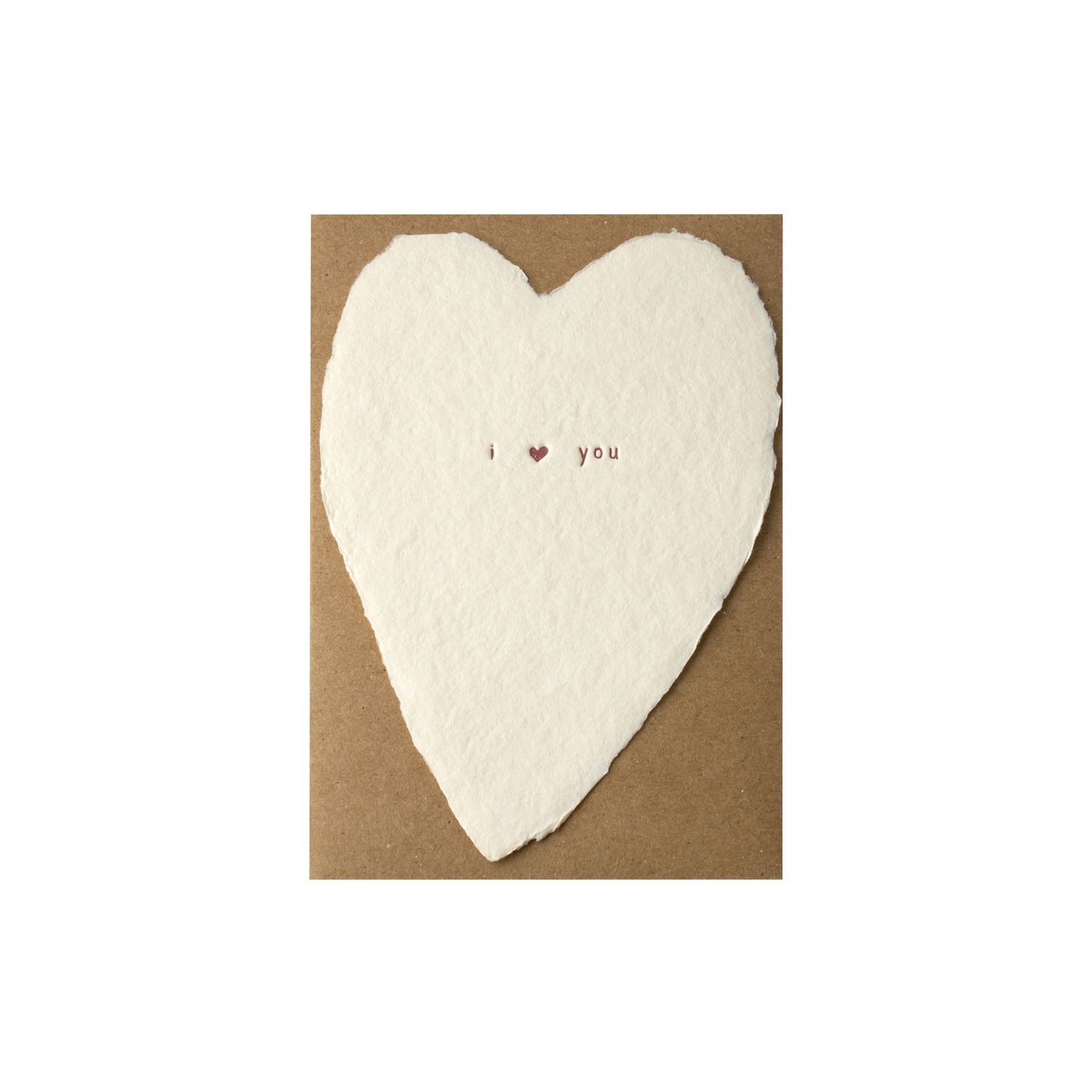 I (Heart) You Greeted Heart Letterpress Card, Size: Single
