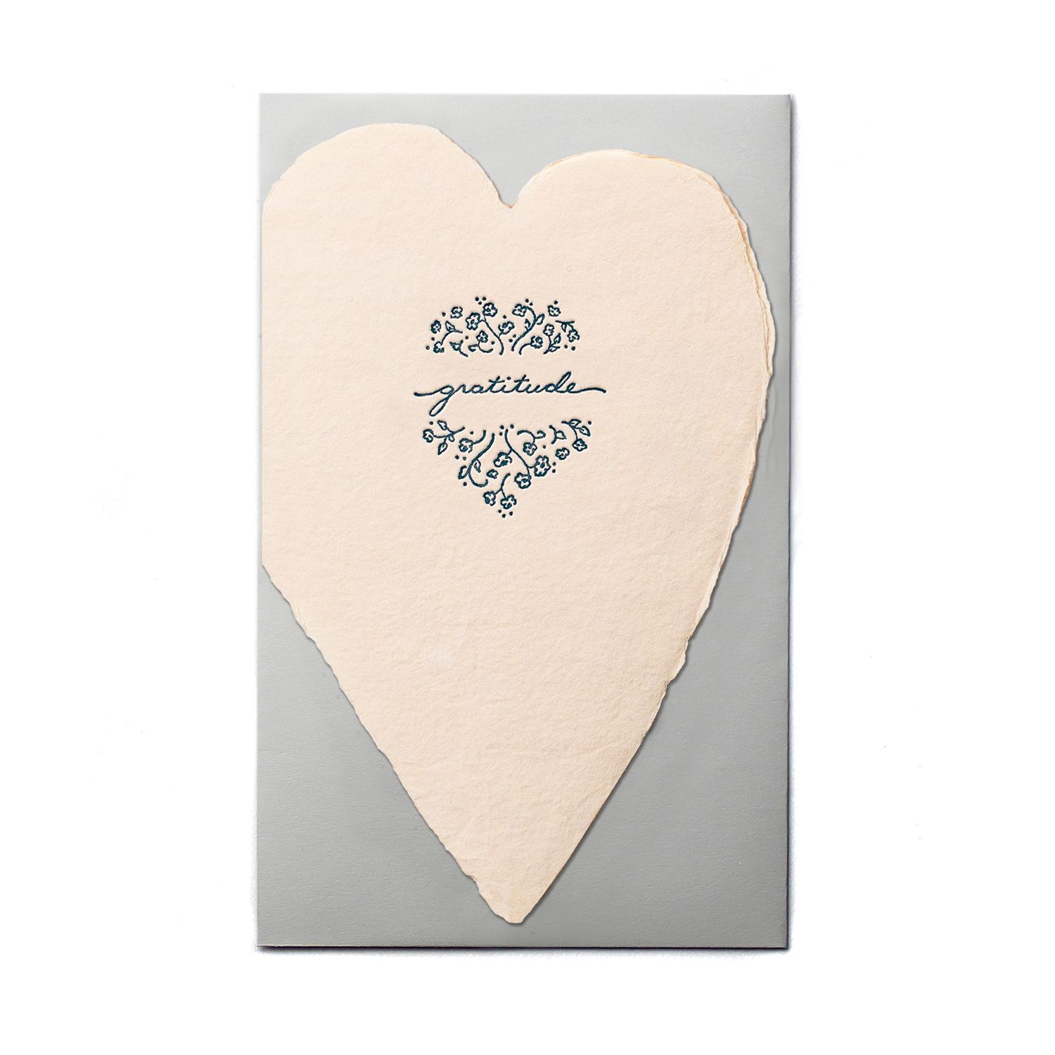Gratitude Blush Letterpress Heart Card, Size: Single