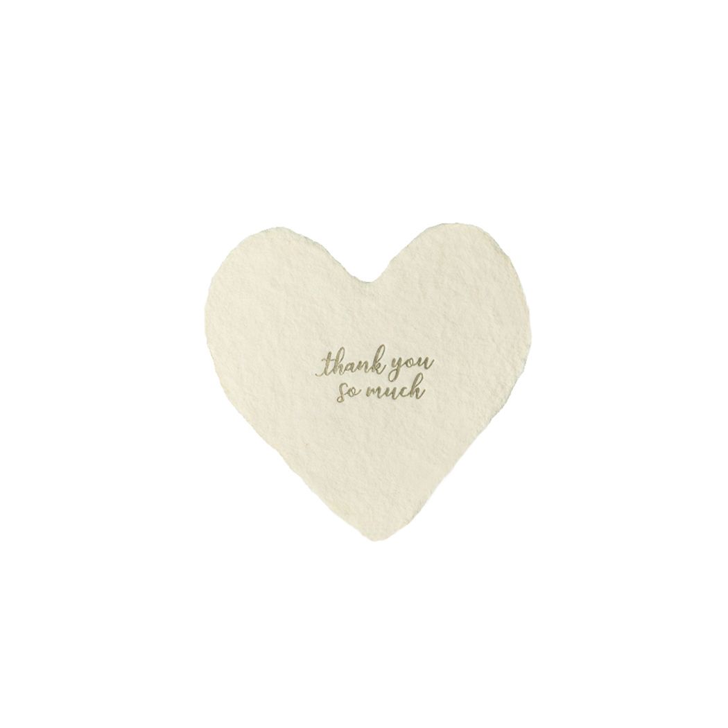 Thank You So Much Letterpress Foiled Heart Enclosure, Size: Single