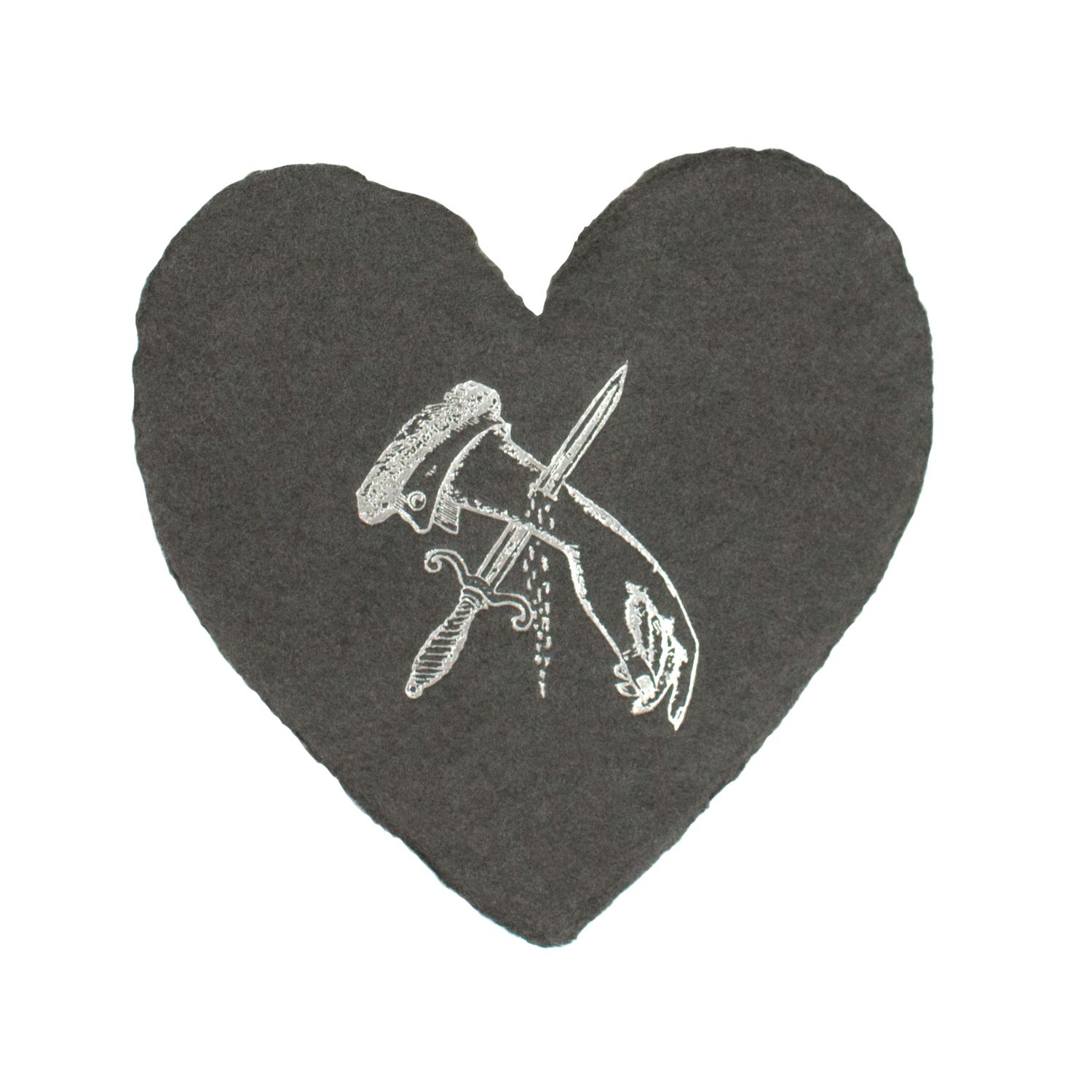 Knife in Hand Letterpress Foiled Heart Enclosure, Size: Single