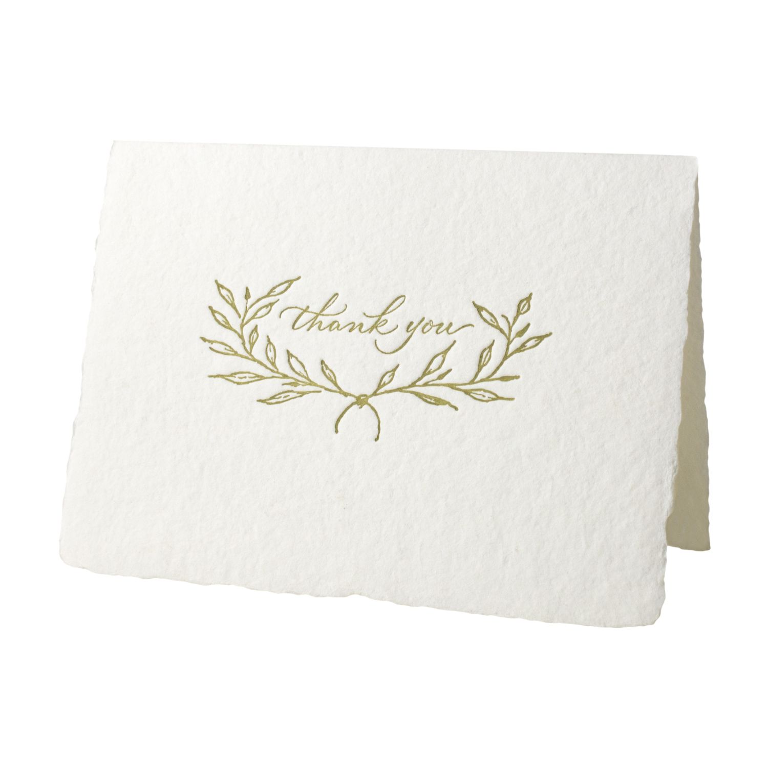 Branches Handmade Paper Letterpress Thank You Card, Size: Single