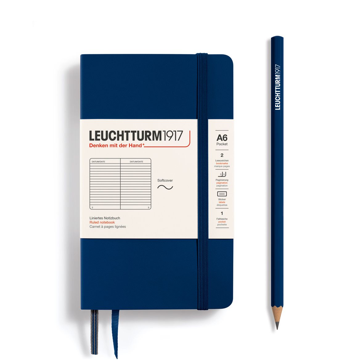 A6 Pocket Softcover Notebook Navy Ruled