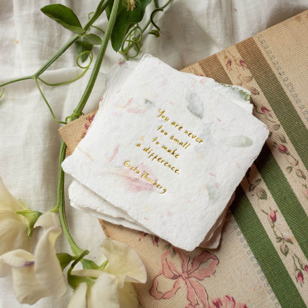 Greta Thunberg Quote Floral Petite Wish Letterpress Enclosure