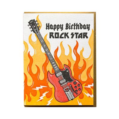 Happy Birthday Rockstar Letterpress Card