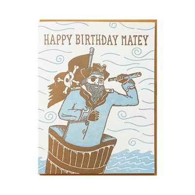 Birthday Matey Letterpress Card