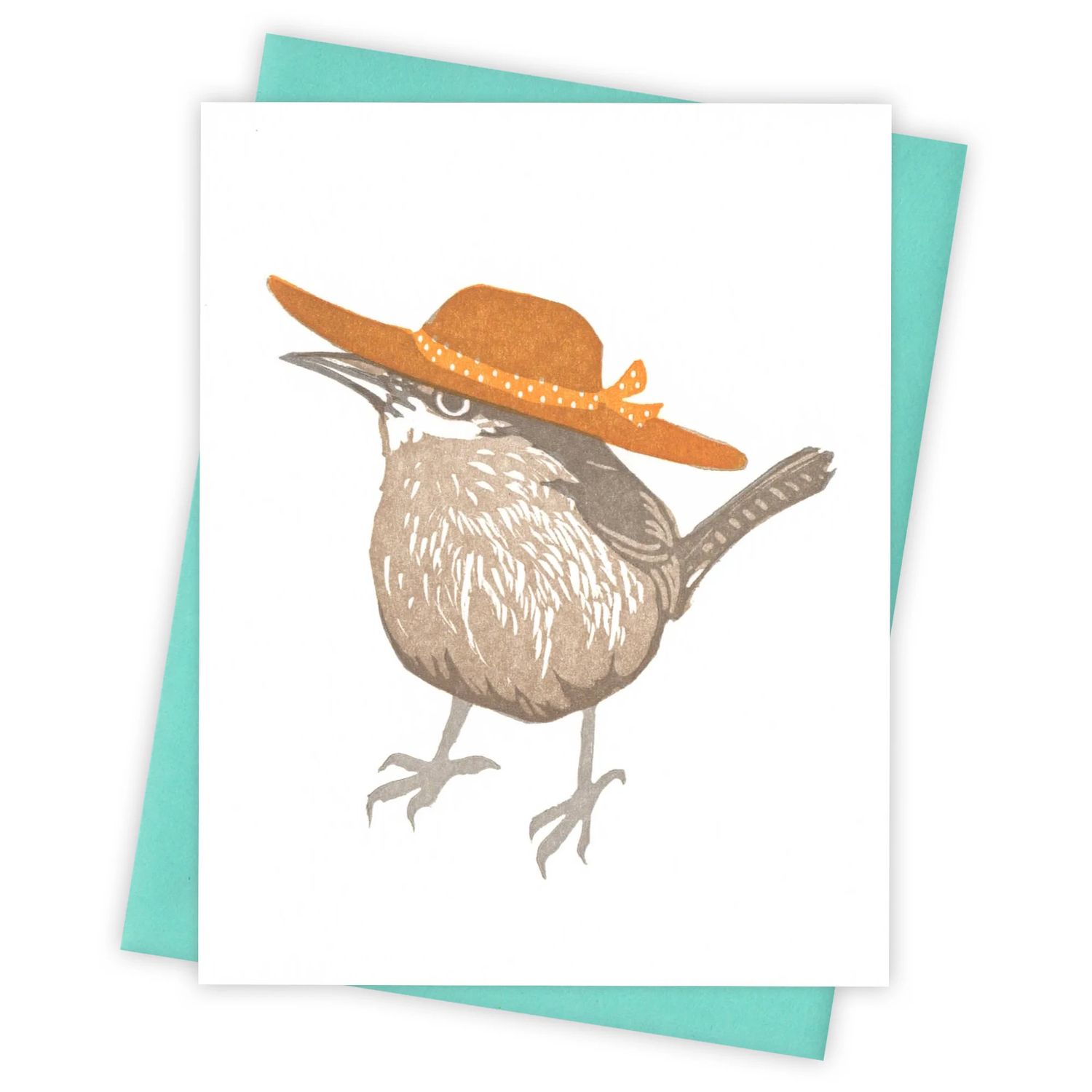 Summer Fashion Wren Letterpress Card