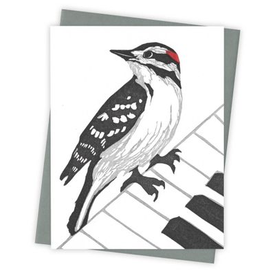 Middle C Woodpecker Letterpress Card