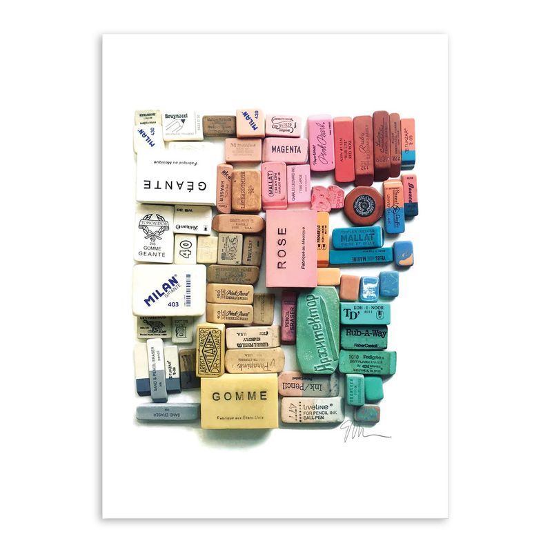 Lisa Congdon Postcard, Eraser Arrangement No. 1