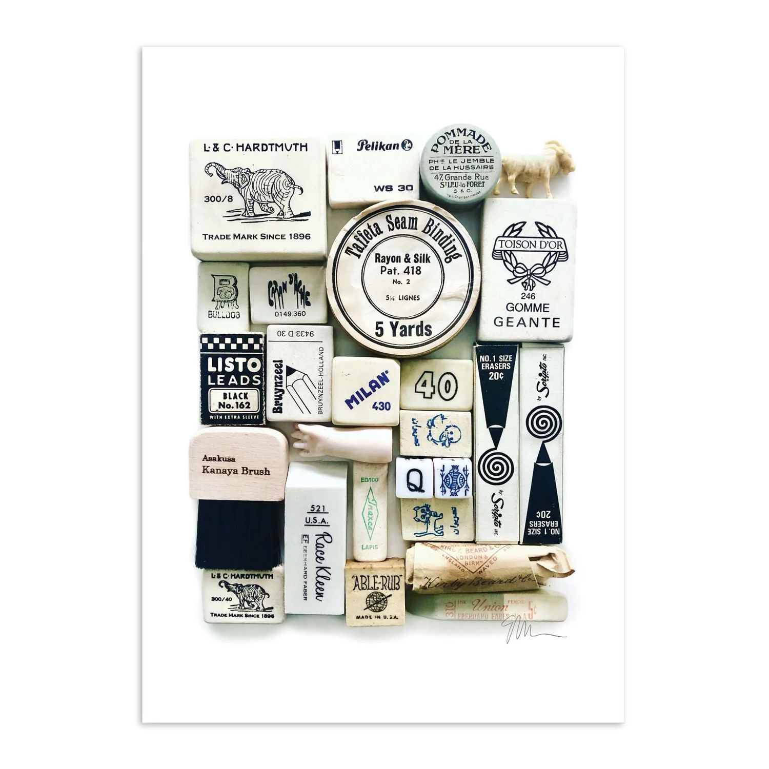 Lisa Congdon Postcard, Eraser Arrangement No. 6