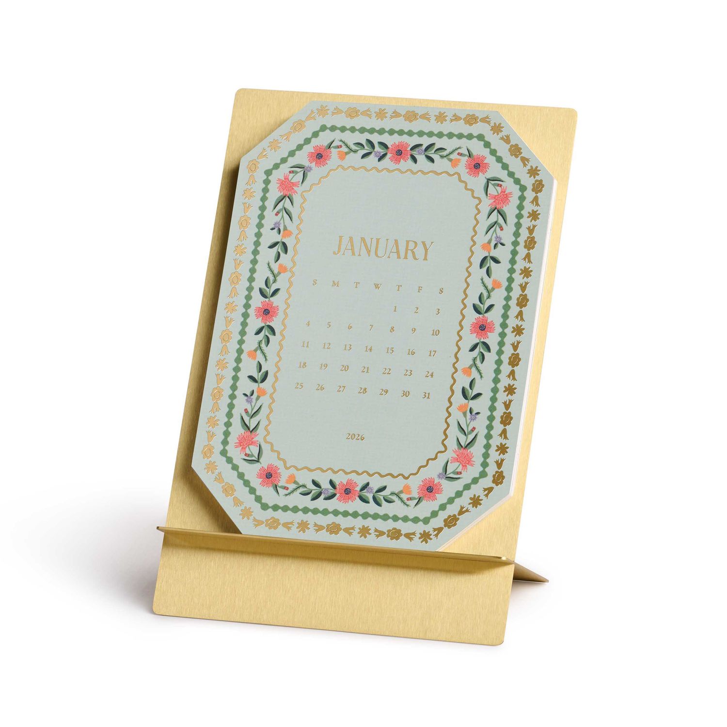 Rifle Paper Co. - 2026 Wildwood Brass Easel Desk Calendar