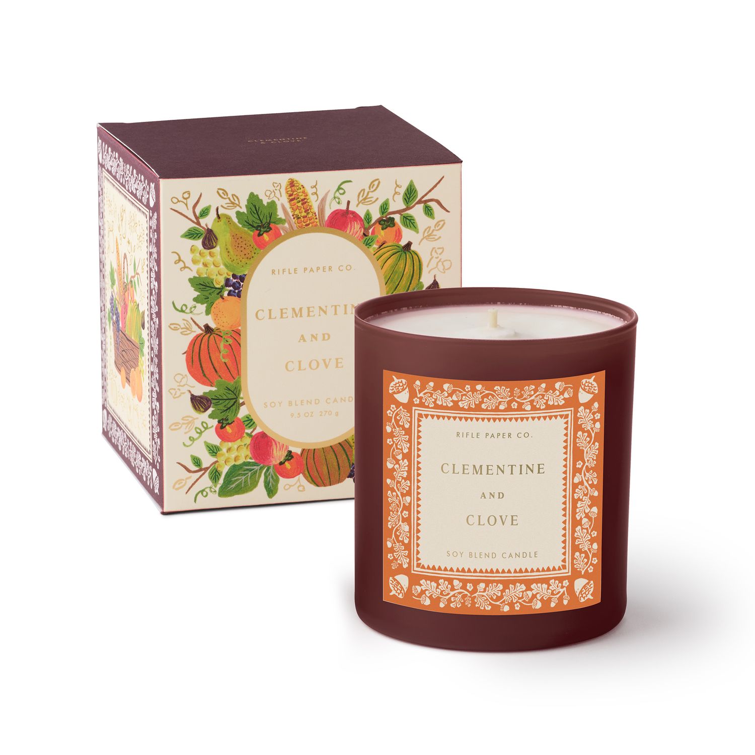 Clementine &amp; Clove 9 oz Glass Candle