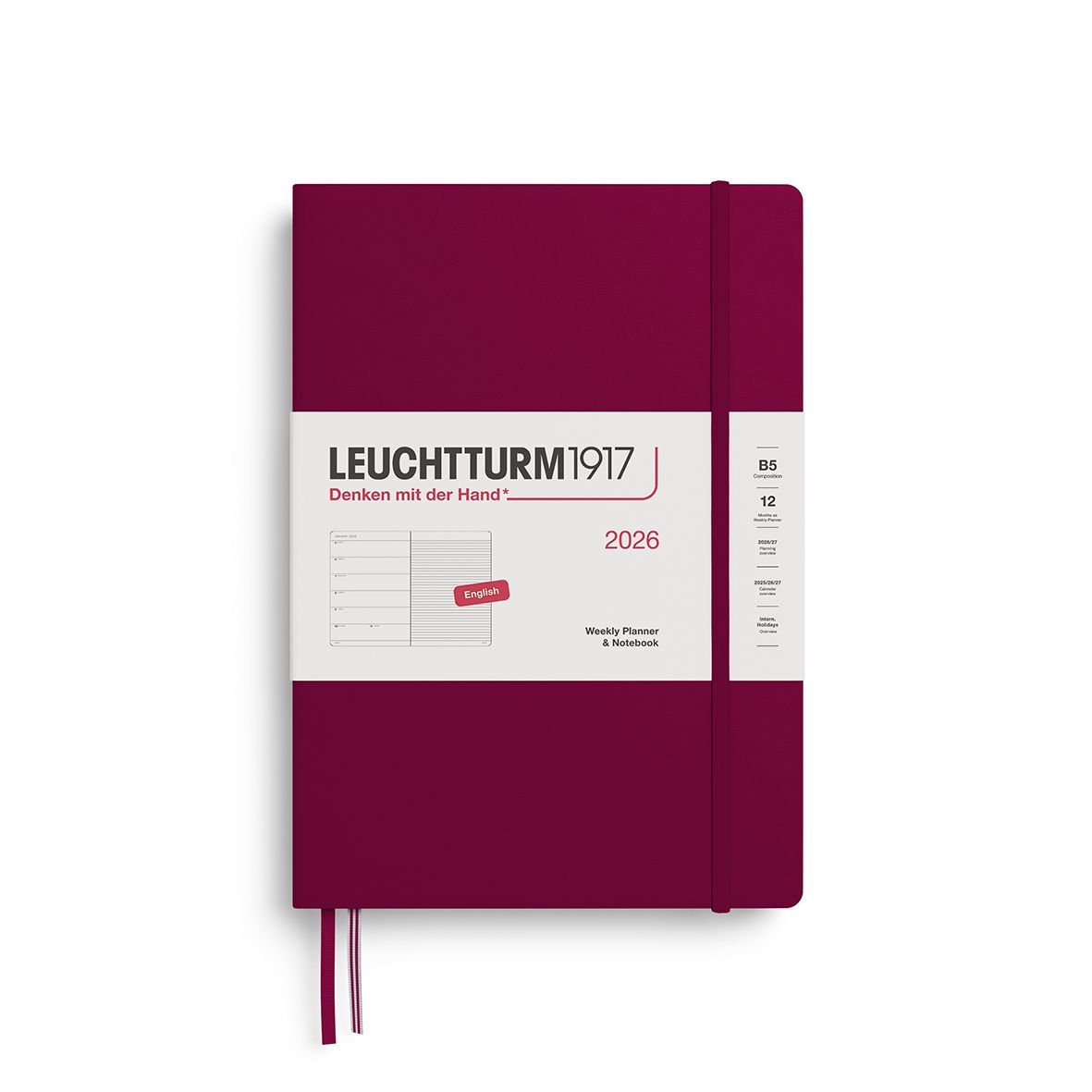 2026 B5 Weekly Planner &amp; Notebook Port Red