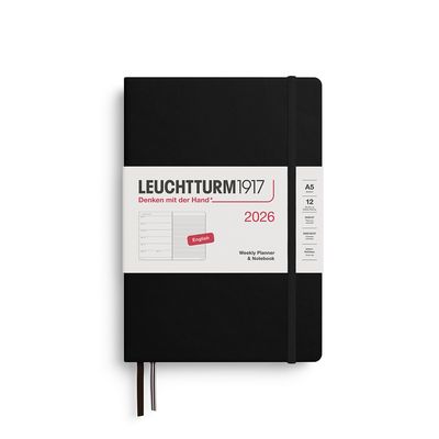 2026 A5 Medium Weekly Planner &amp; Notebook Black