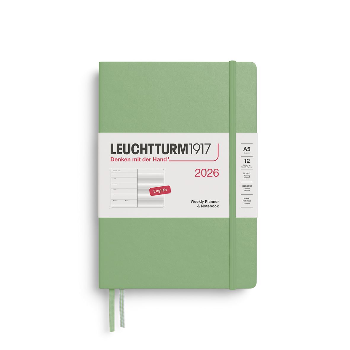 2026 A5 Medium Weekly Planner &amp; Notebook Sage