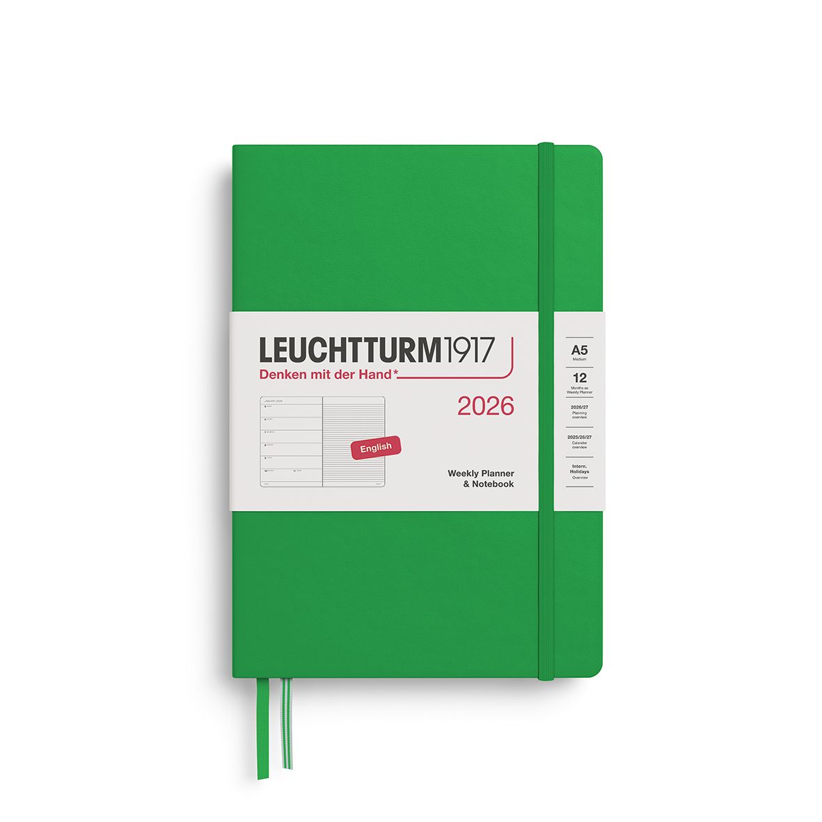 2026 A5 Medium Weekly Planner &amp; Notebook Spring Leaf