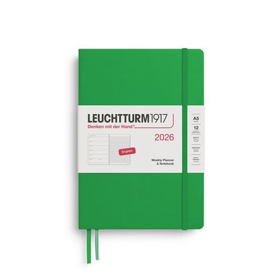 2026 A5 Medium Weekly Planner &amp; Notebook Spring Leaf