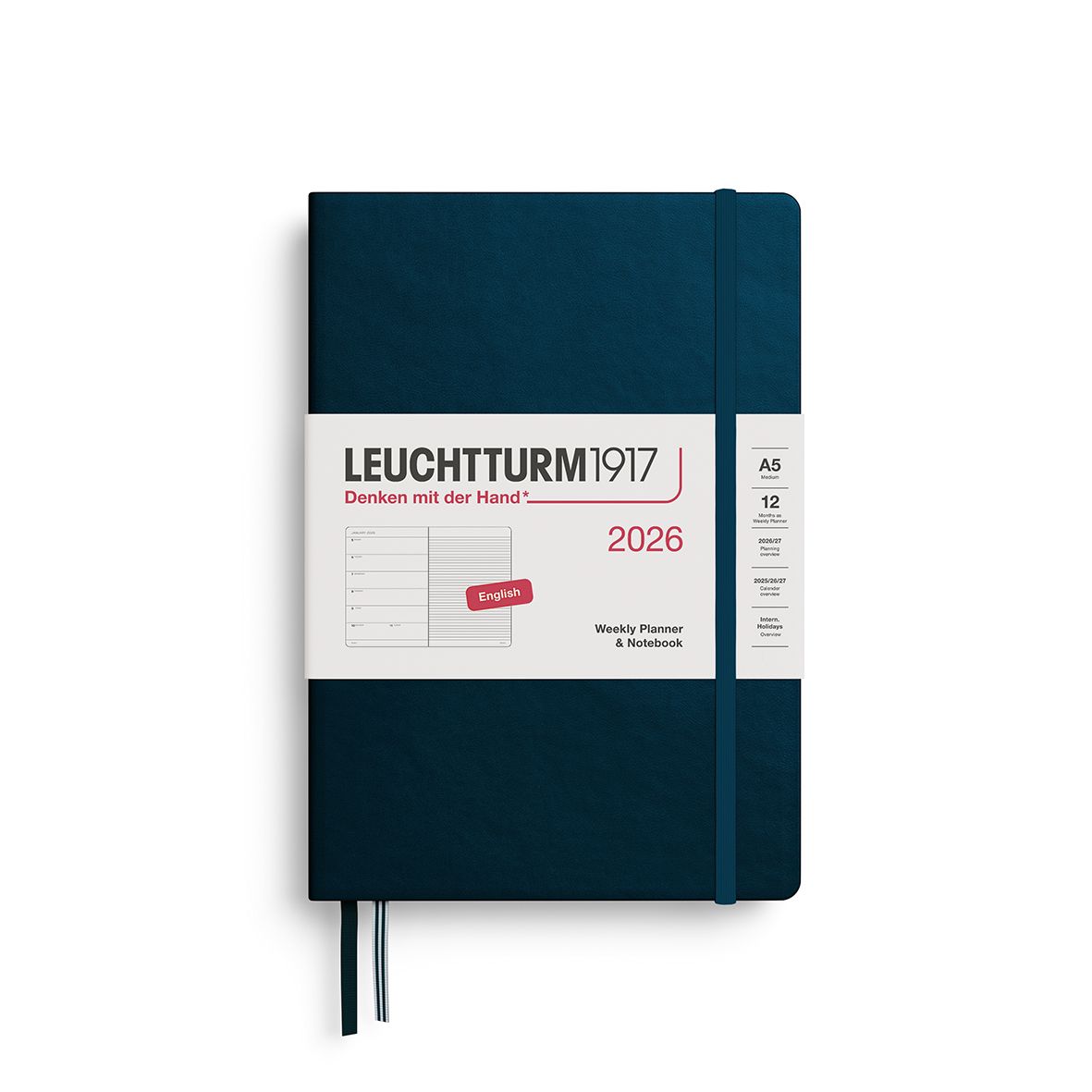 2026 A5 Medium Weekly Planner &amp; Notebook Deep Sea