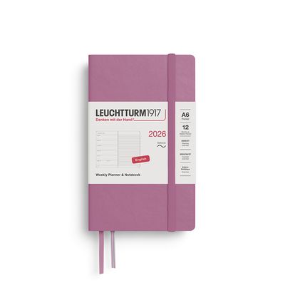 2026 A6 Pocket Soft Weekly Planner &amp; Notebook Dusty Rose