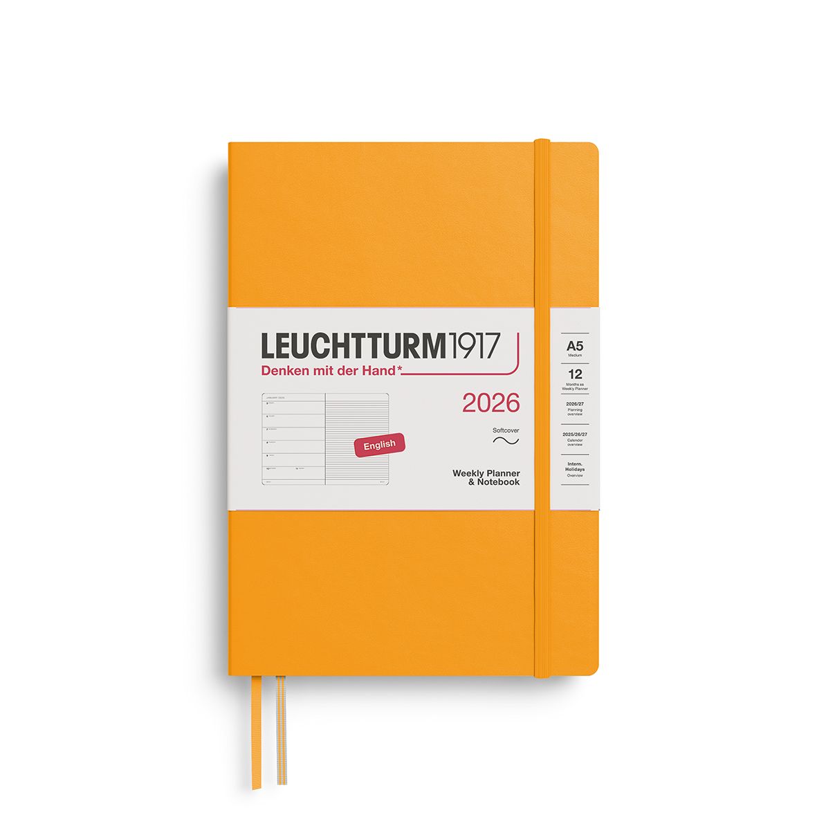 2026 A5 Medium Soft Weekly Planner &amp; Notebook Rising Sun