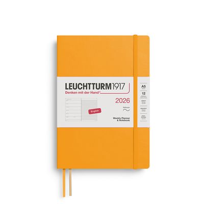 2026 A5 Medium Soft Weekly Planner &amp; Notebook Rising Sun