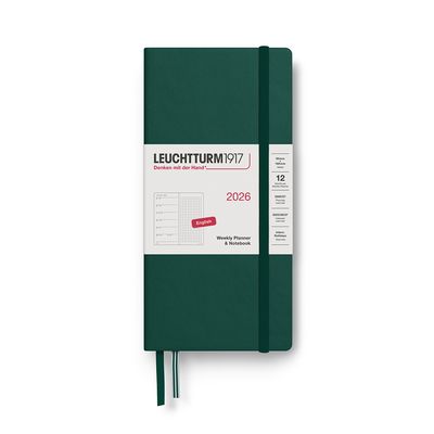 2026 Wallet Weekly Planner &amp; Notebook Dotted Forest Green