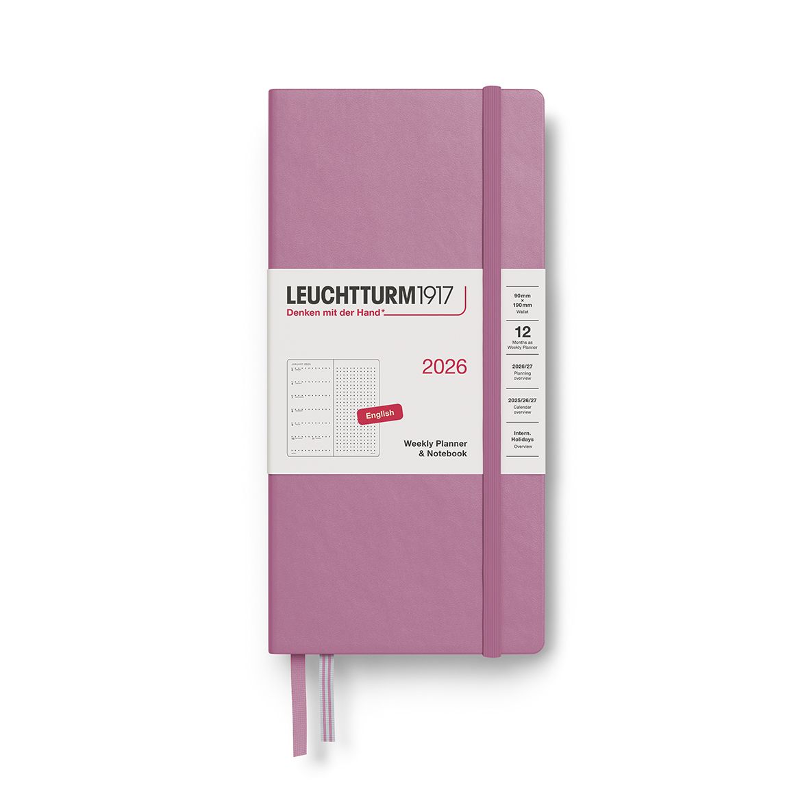 2026 Wallet Weekly Planner &amp; Notebook Dotted Dusty Rose