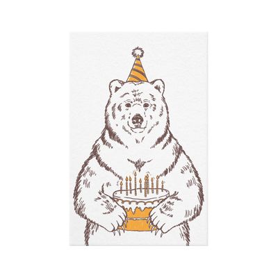 Grizzly Bear Letterpress Birthday Card