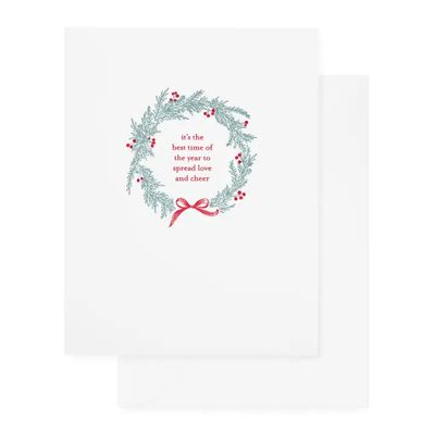 Christmas Wreath Letterpress Card