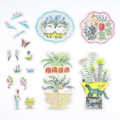 Hobonichi iyo okumi: Transparent Embroidery Sticker Set - My Garden (order Aug 31st 7 pm PT)