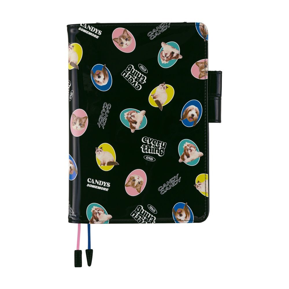 Hobonichi Book &amp; Cover - Candy Stripper: Random Dog &amp; Cat - Black - A5 (order Aug 31st 7 pm PT)